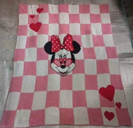 Pink Checkered Minky Blanket