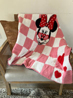 Pink Checkered Minky Blanket