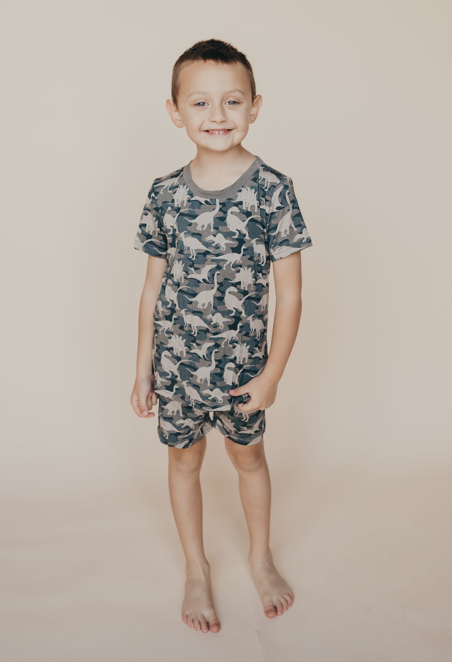 Camo Dinosaur Shorts Bamboo Pajamas
