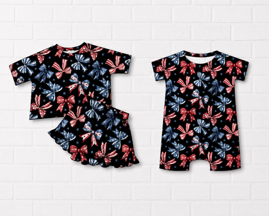 Americana Bows Shorts Bamboo Pajamas