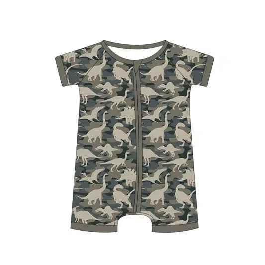 Camo Dinosaur Shorts Bamboo Pajamas