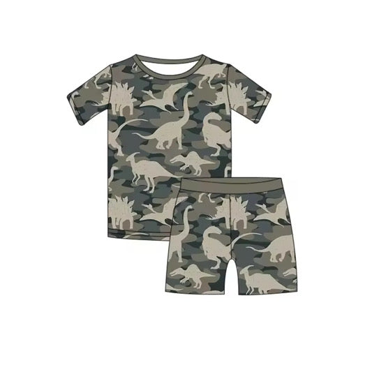 Camo Dinosaur Shorts Bamboo Pajamas