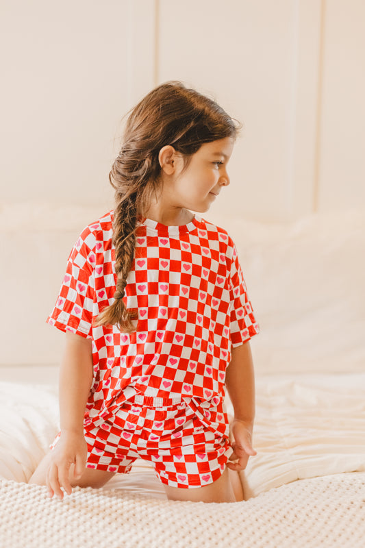 Red Checker Hearts Pajamas