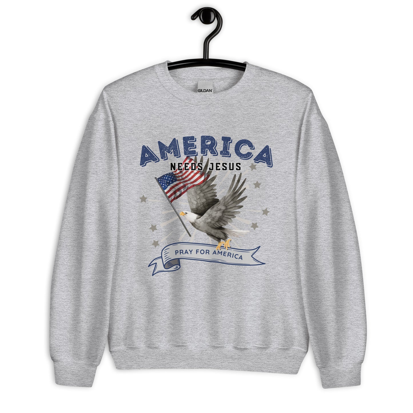 America Needs Jesus Crewneck